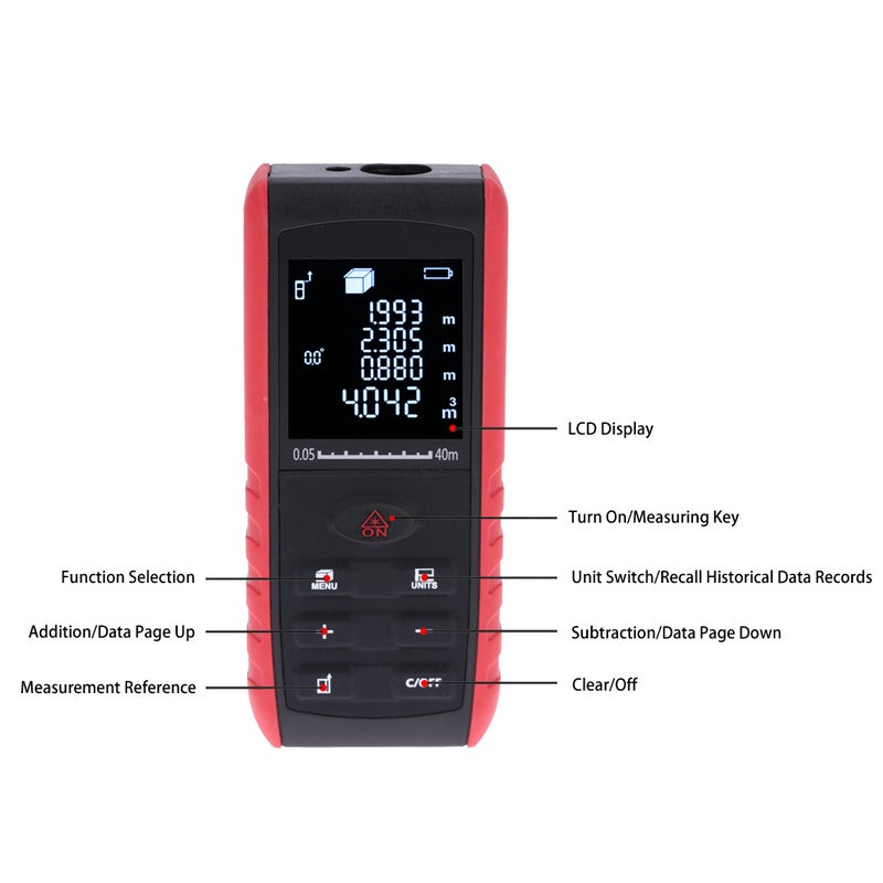 Digital Laser Distance Meter Black/Red 17.60 X 4.10 X 12.60cm  - Image 2