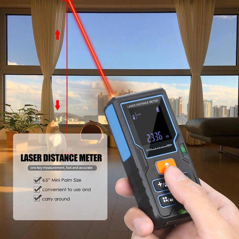 Handheld Laser Distance Meter Blue 16.80 X 4.30 X 11.50cm - Image 4