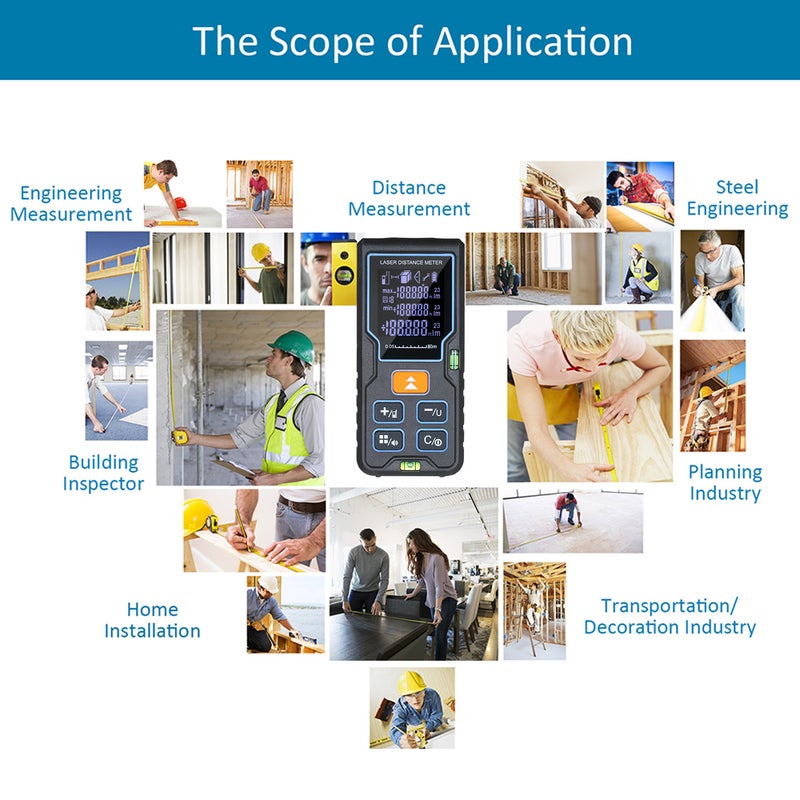 Handheld Laser Distance Meter Blue 16.80 X 4.30 X 11.50cm - Image 3