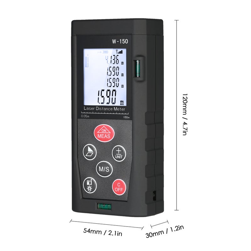 150m Mini Handheld Digital Laser Distance Meter with LCD Backlight Black 14.50 X 3.80 X 9.00cm  - Image 2