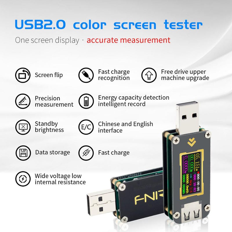 Generic - Current And Voltage Meter USB Multifunctional Tester Black 6.10 X 1.20 X 3.20cm - Image 1