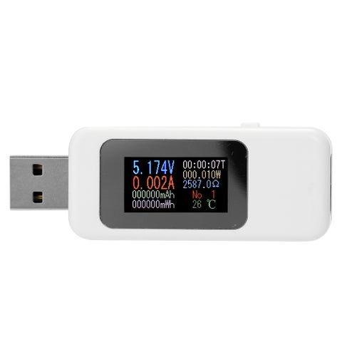 مقياس أميتر رقمي مزود بشاشة LCD ومنفذ USB أبيض 15.00 X 1.50 X 9.50سم