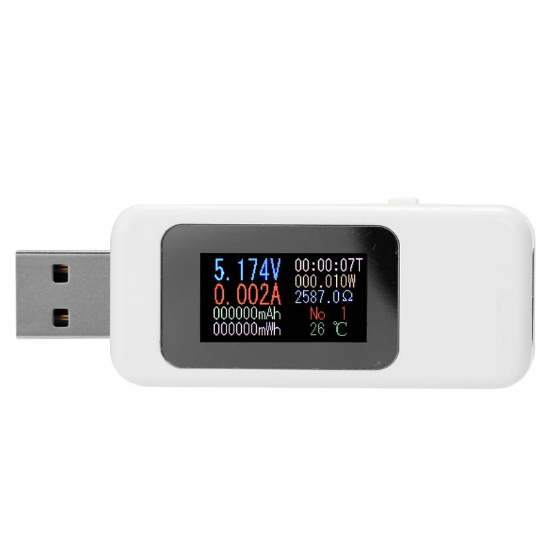 مقياس أميتر رقمي مزود بشاشة LCD ومنفذ USB أبيض 15.00 X 1.50 X 9.50سم  - Image 1
