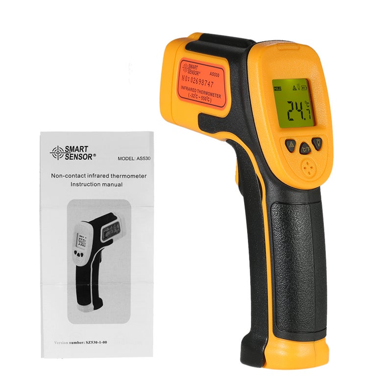 SMART SENSOR - Mini Handheld Non-contact LCD Infrared Thermometer Black/Orange 21.30 X 4.00 X 13.50cm - Image 1