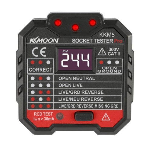 Digital Display Socket Detector Black 7.50 X 7.30 X 7.40cm