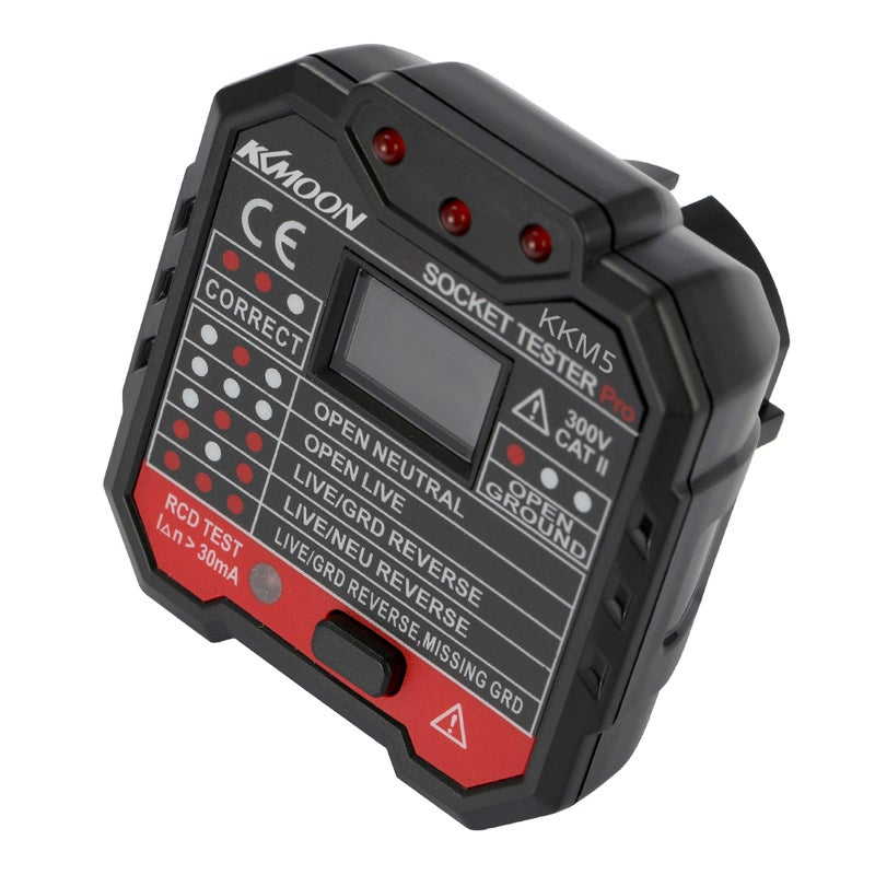 KKmoon - Digital Display Socket Detector Black 7.50 X 7.30 X 7.40cm - Image 1