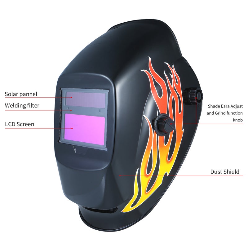 Solar Power Automatic Darkening Welding Helmet Mask Black 33.00 X 25.00 X 25.00cm  - Image 4