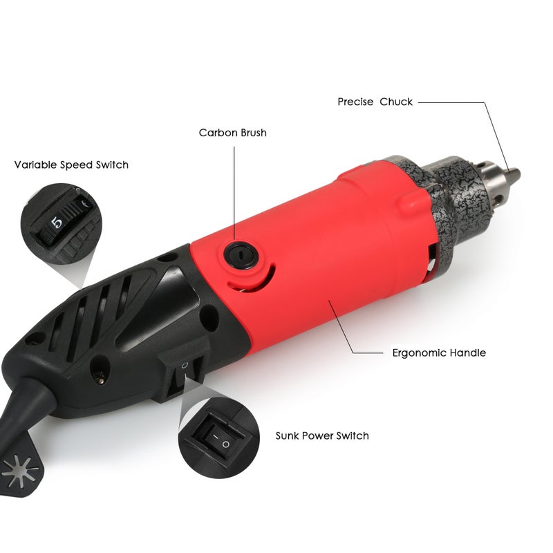 Multi-Functional 6-Speed Electric Grinder Drill Machine Red 27.00 X 7.50 X 8.00cm  - Image 5