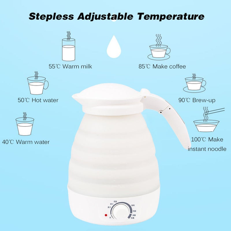 غلاية كهربائية محمولة للسفر مع إمكانية التحكم في درجة الحرارة لتسخين المياه وتدفئتها أبيض 16.20 X 10.00 X 12.50سم - Image 5