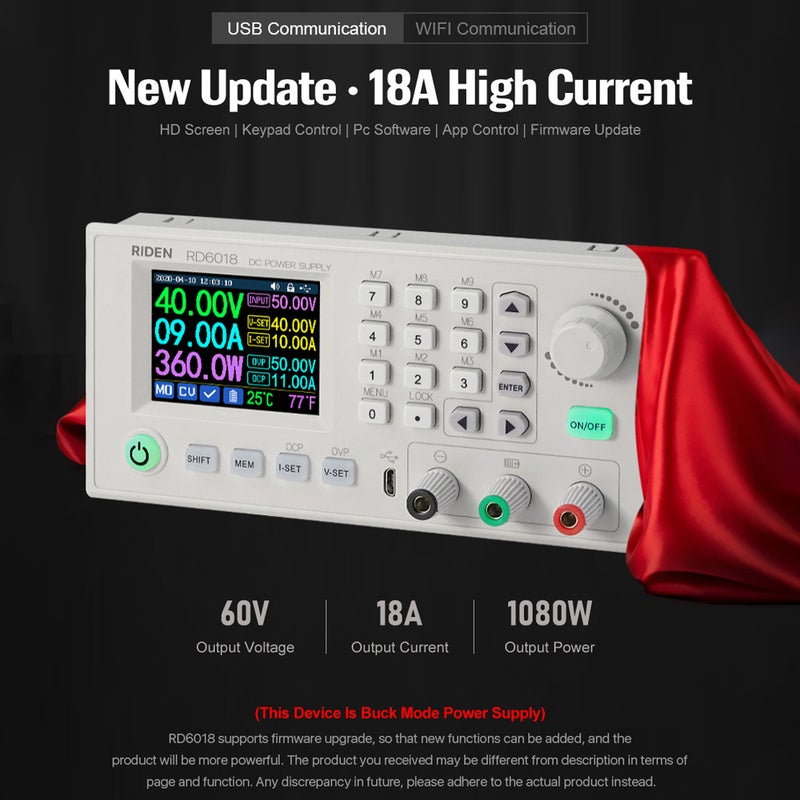 Generic - RD6018 18A Constant-Voltage and Constant-Current Direct-Current Power-Supply Module Keypad PC Software Control Voltmeter Multicolor 25.00 X 10.00 X 15.00cm - Image 1