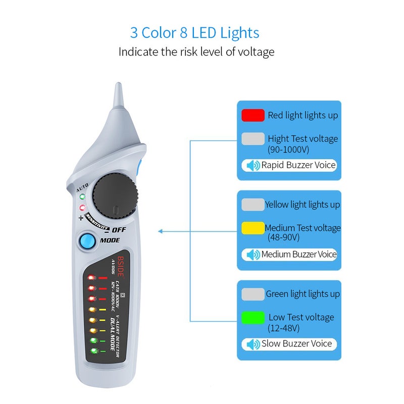 جهاز اختبار الجهد الكهربائي للتيار المتردد يعمل بدون تلامس على شكل قلم رمادي 20.00 X 4.00 X 5.50سم - Image 4