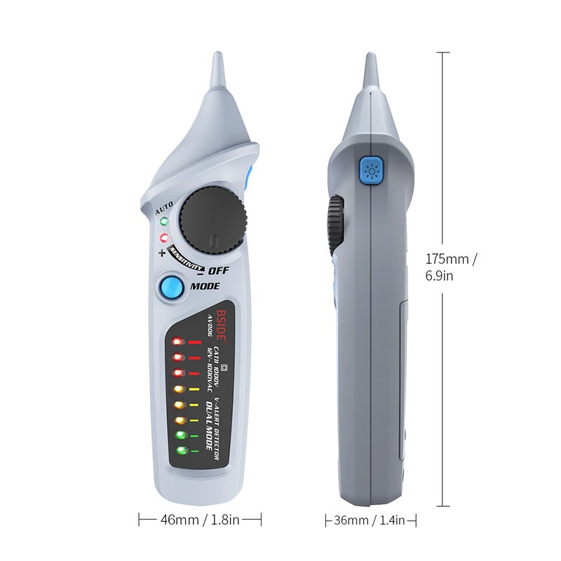 جهاز اختبار الجهد الكهربائي للتيار المتردد يعمل بدون تلامس على شكل قلم رمادي 20.00 X 4.00 X 5.50سم - Image 5
