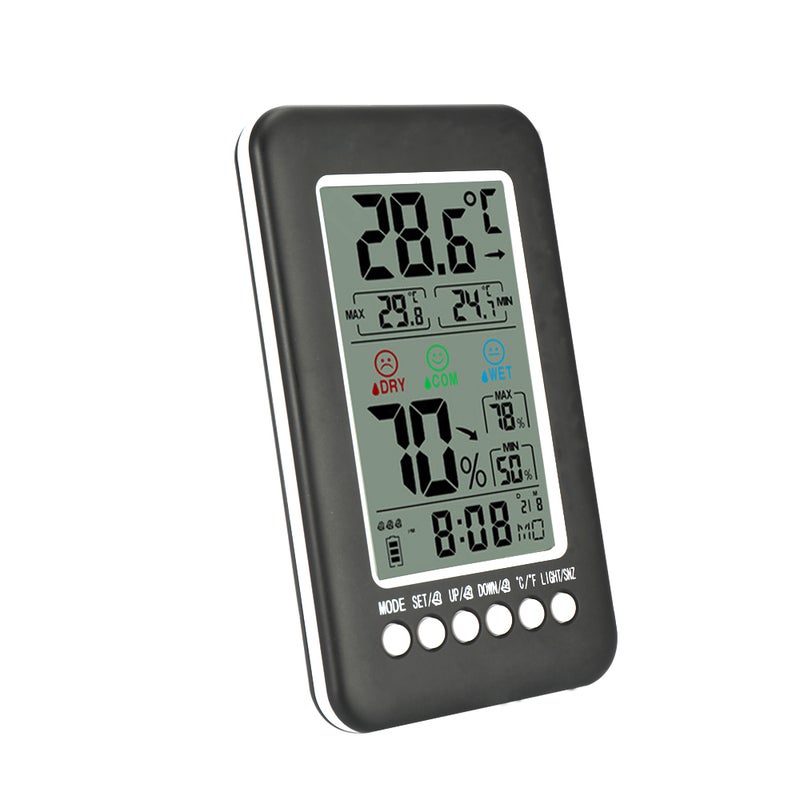 Hygrometer Smart Digital Voice-Clock Alarm Black 15.70 X 3.00 X 9.50cm - Image 5