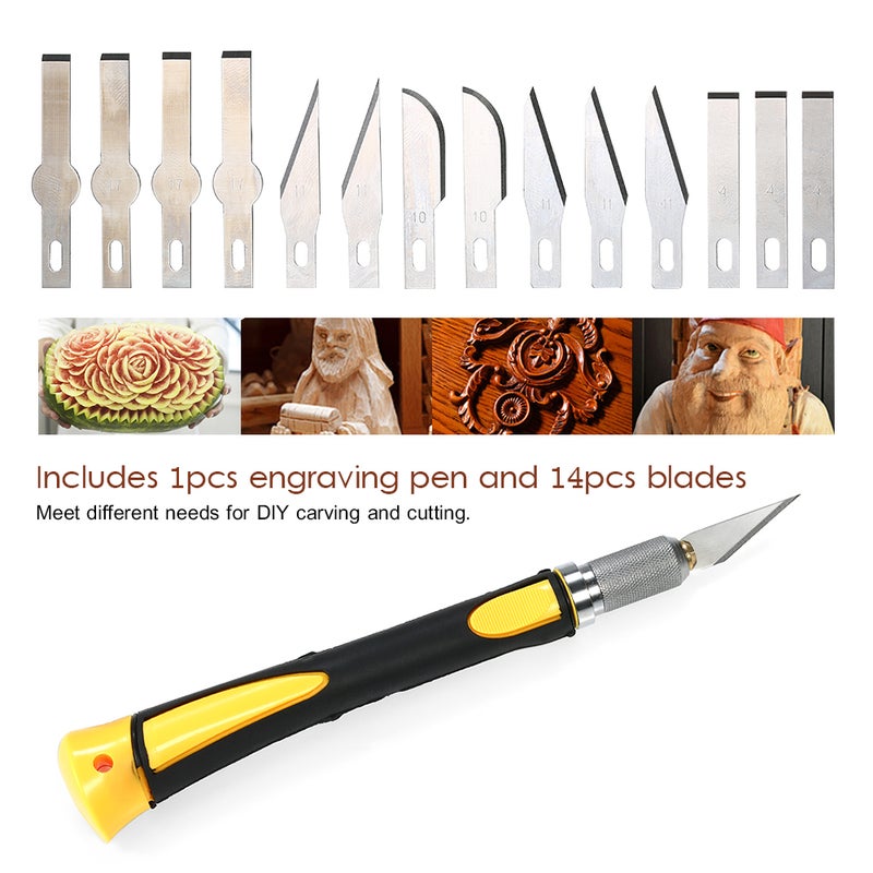 KKmoon Engraving Craft Pen Tools With 14 Blades And Safety Cap Multicolor 22.00 X 3.00 X 10.80cm  - Image 3