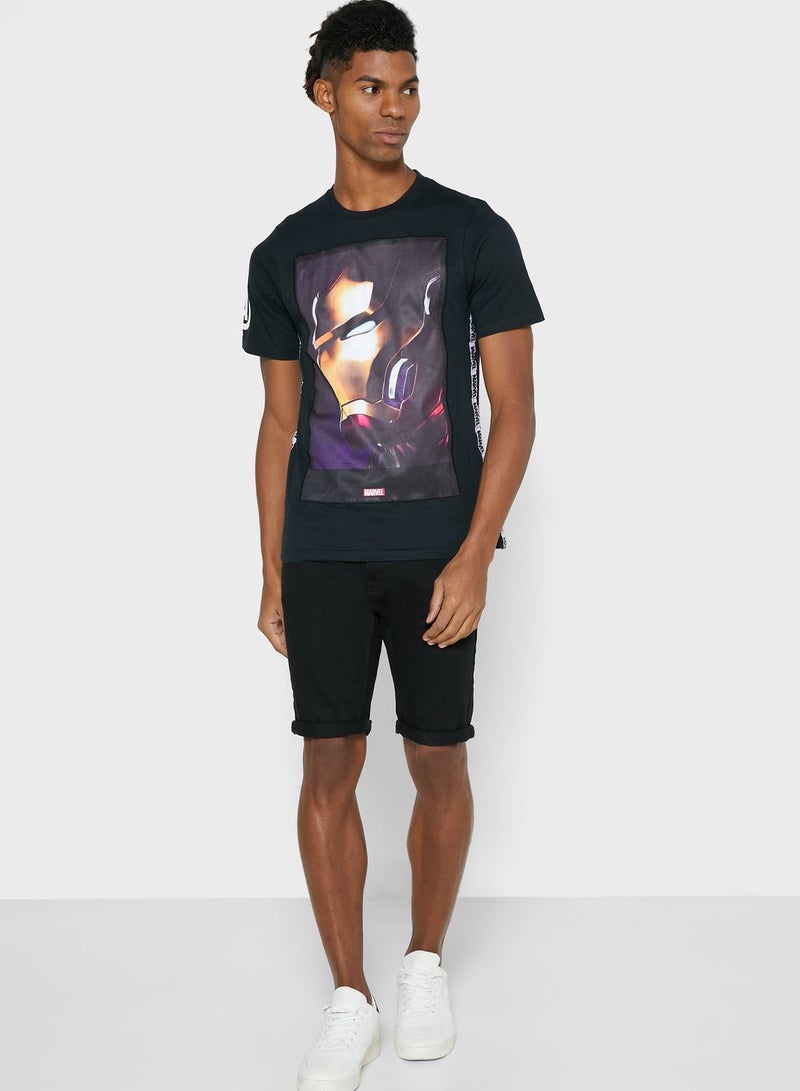 MARVEL - Iron Man Crew Neck T Shirt Black/Gold/Pink - Image 1