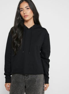 Raw Hem Hoodie Black