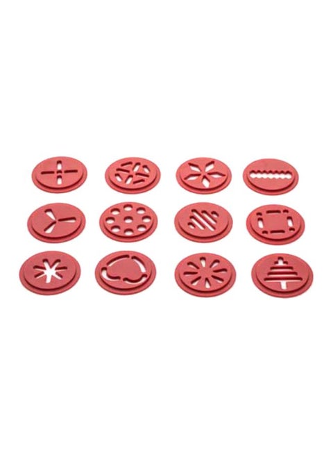 12-Piece Spritz Cookie Press Set Red 5.9x2.6x13.2inch