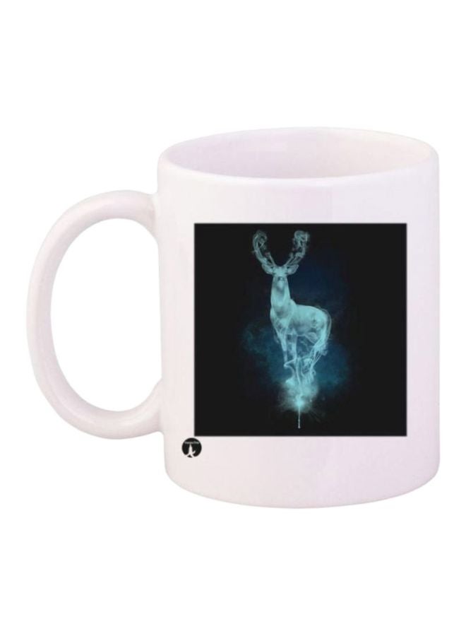 بي بي مج قهوة مطبوع عليه صورة غزال أبيض/ أسود/ أزرق