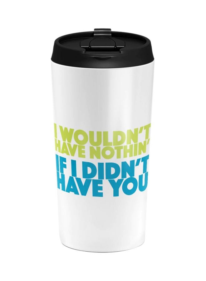 LOUD UNIVERSE Quote Printed Travel Tumbler White/Green/Blue 12x8x8cm 