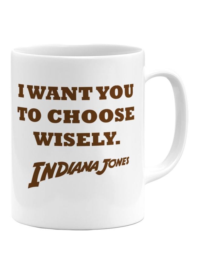 LOUD UNIVERSE I Want You Choose Quote Printed Ceramic Coffee Mug White/Brown 