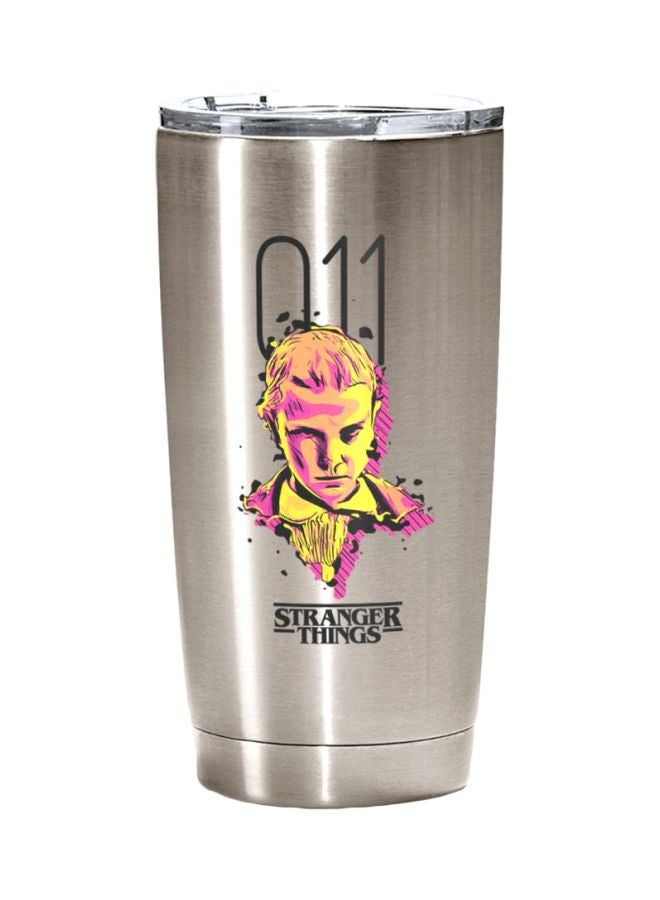LOUD UNIVERSE Be Eleven Stranger Things Printed Stainless Steel Travel Tumbler With Lid Be Eleven Stranger Things Silver 