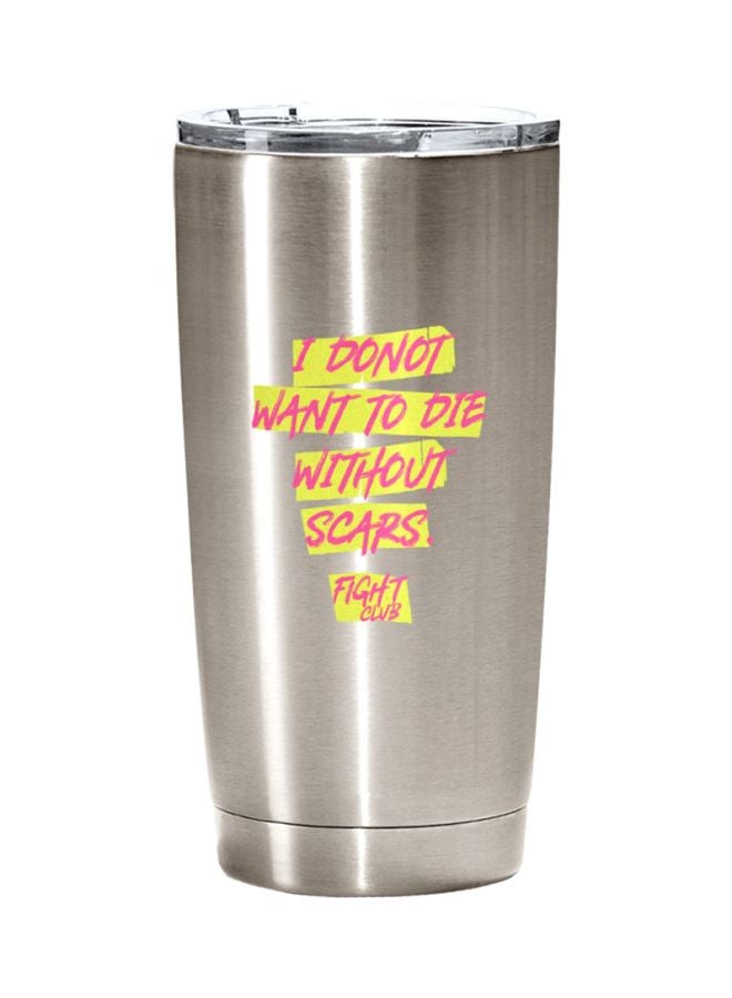 LOUD UNIVERSE Scars Quote From Fight Club Printed Stainless Steel Travel Tumbler With Lid Scars Quote From Fight Club Silver  - Image 1