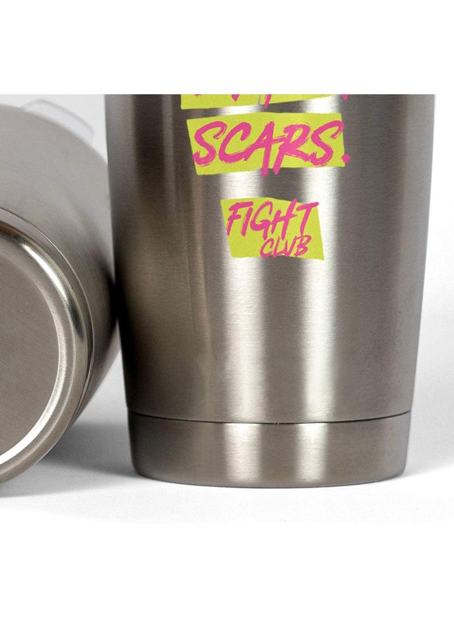 LOUD UNIVERSE Scars Quote From Fight Club Printed Stainless Steel Travel Tumbler With Lid Scars Quote From Fight Club Silver  - Image 4