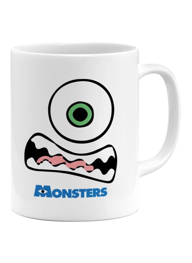 LOUD UNIVERSE Cartoon Design Mike Printed Ceramic Coffee Mug White/Black/Blue 