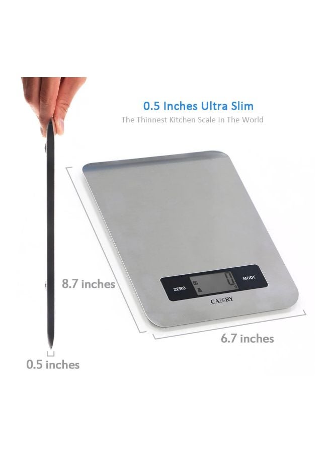CAMRY - Digital Kitchen Food Weight Scale Silver 21.8x16.9x1.3cm - Image 1