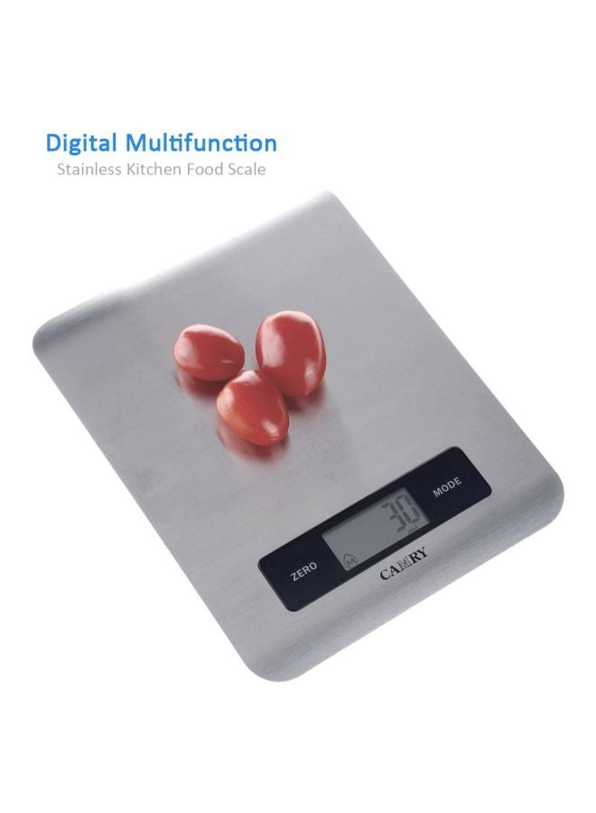 CAMRY - Digital Kitchen Food Weight Scale Silver 21.8x16.9x1.3cm - Image 1