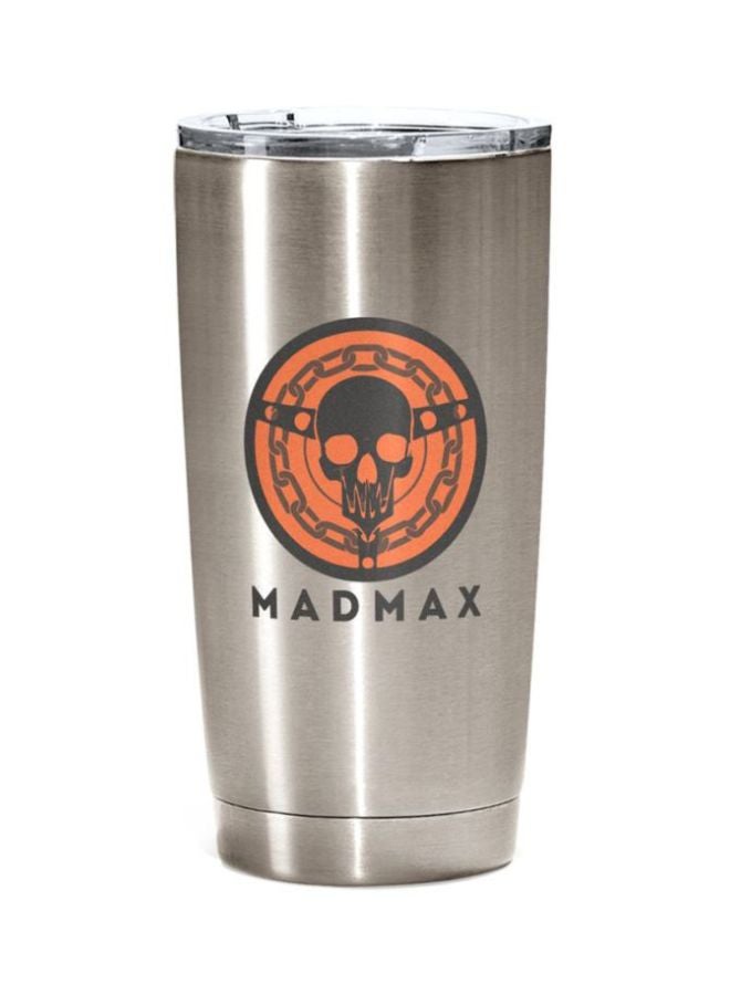 LOUD UNIVERSE Mad Max Skull Logo Printed Stainless Steel Tumbler With Lid Silver/Black/Orange 12x8x8cm 