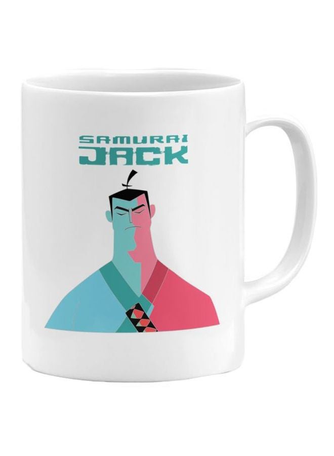 LOUD UNIVERSE Samurai Jack Printed Ceramic Coffee Mug White/Blue/Red 10x8x8cm 