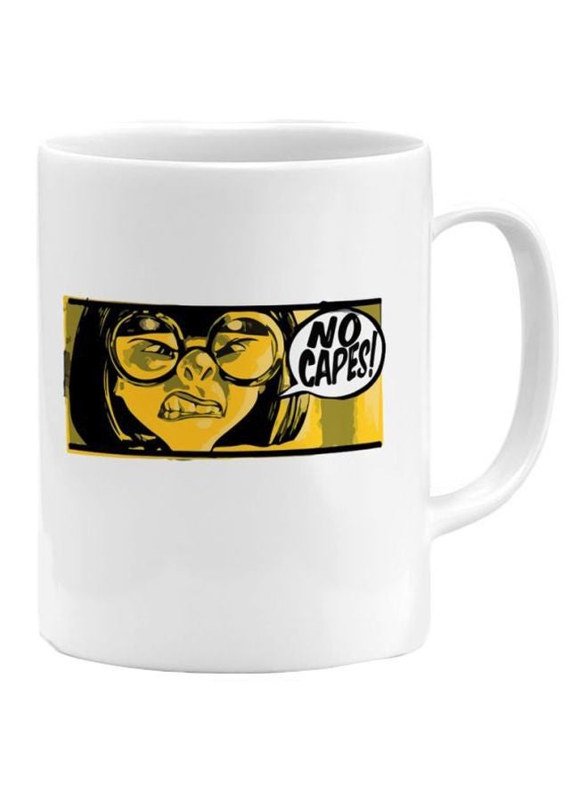 LOUD UNIVERSE Edna No Capes Printed Ceramic Coffee Mug White/Yellow/Black 10x8x8cm 