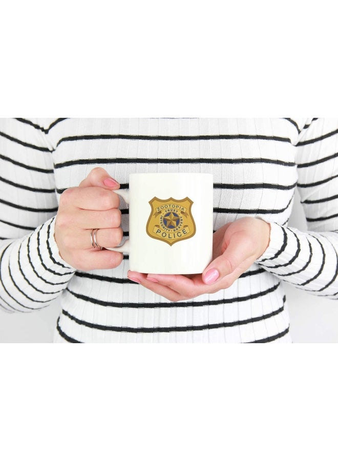 LOUD UNIVERSE Zootopia Police Department Printed Coffee Mug White/Yellow/Blue - Image 2