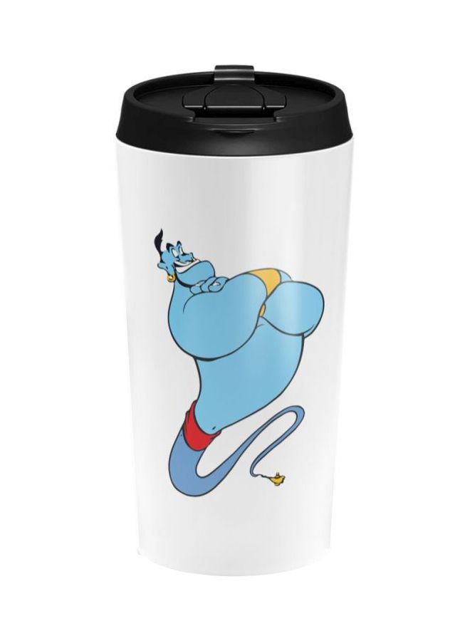 LOUD UNIVERSE Aladdin Genie In The Lamp Printed Stainless Steel Tumbler With Lid White/Blue/Black 