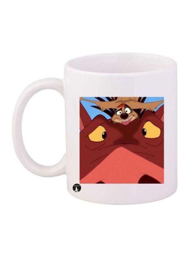 BP The Lion King Cartoon Printed Coffee Mug White/Red/Brown