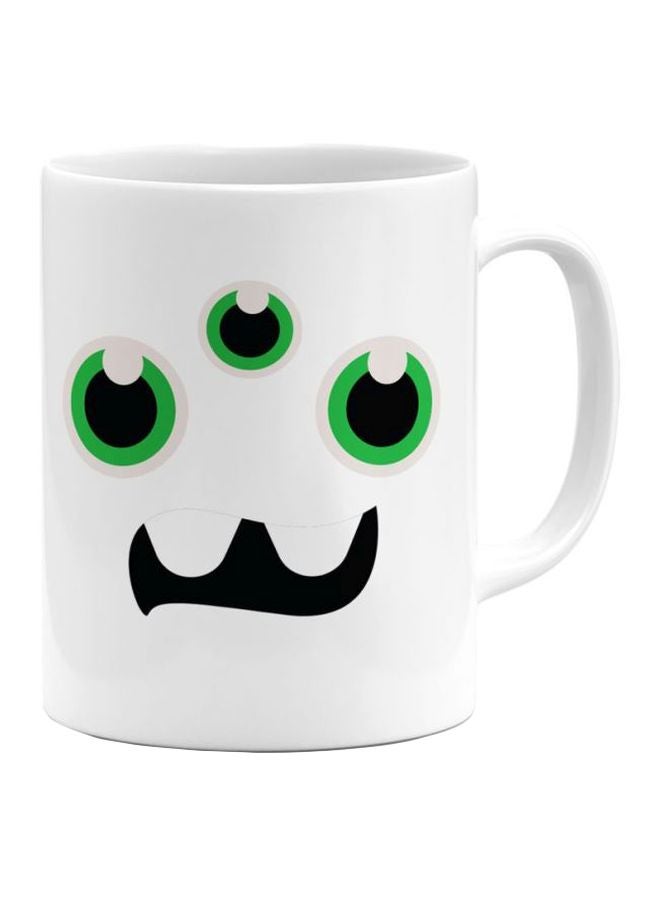 LOUD UNIVERSE 3 Eyed Monster Printed Coffee Mug White/Green/Black 