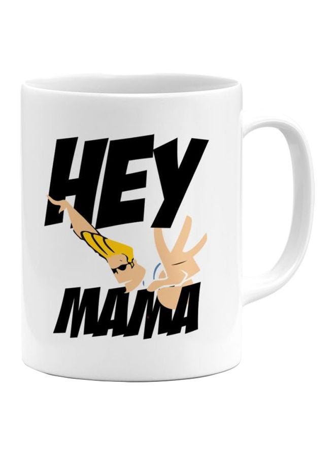 LOUD UNIVERSE Hey Mama Johny Bravo Printed Coffee Mug White/Black/Beige 