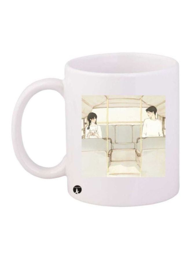 بي بي مج قهوة بطبعة شخصية كارتونية أبيض/ بيج/ أسود