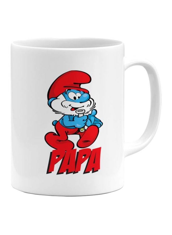 LOUD UNIVERSE Papa Smurf Printed Coffee Mug White/Red/Blue