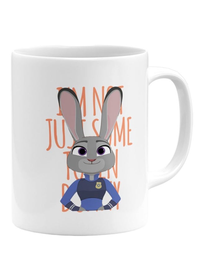 LOUD UNIVERSE Token Bunny Zootopia Printed Ceramic Coffee Mug White/Brown/Orange  - Image 1