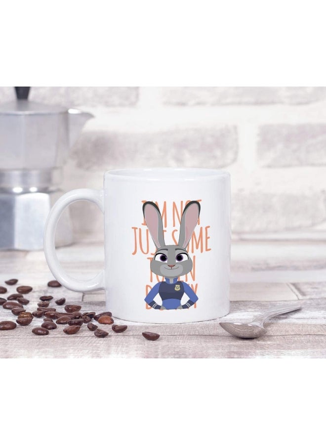 LOUD UNIVERSE Token Bunny Zootopia Printed Ceramic Coffee Mug White/Brown/Orange  - Image 3