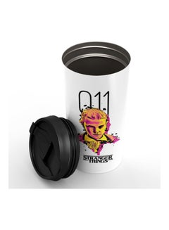 LOUD UNIVERSE Be Eleven Stranger Things Printed Tumbler With Acrylic Lid White/Yellow/Pink  - Image 2