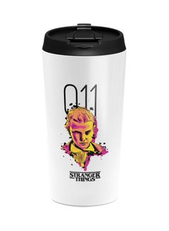 LOUD UNIVERSE Be Eleven Stranger Things Printed Tumbler With Acrylic Lid White/Yellow/Pink  - Image 1