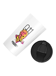 LOUD UNIVERSE Be Eleven Stranger Things Printed Tumbler With Acrylic Lid White/Yellow/Pink  - Image 3