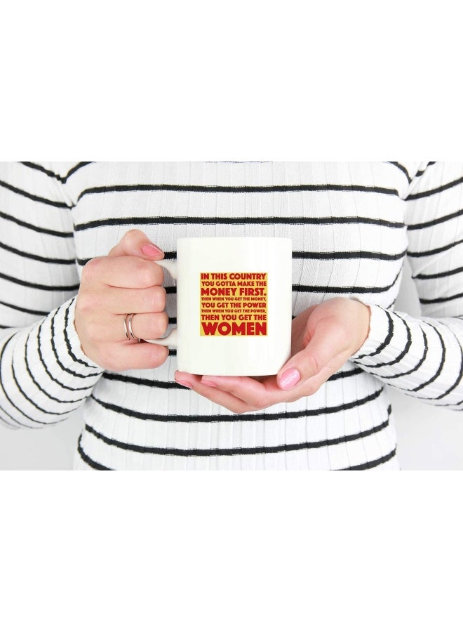 LOUD UNIVERSE Money Women Power Quote Printed Ceramic Coffee Mug White/Yellow/Red  - Image 2