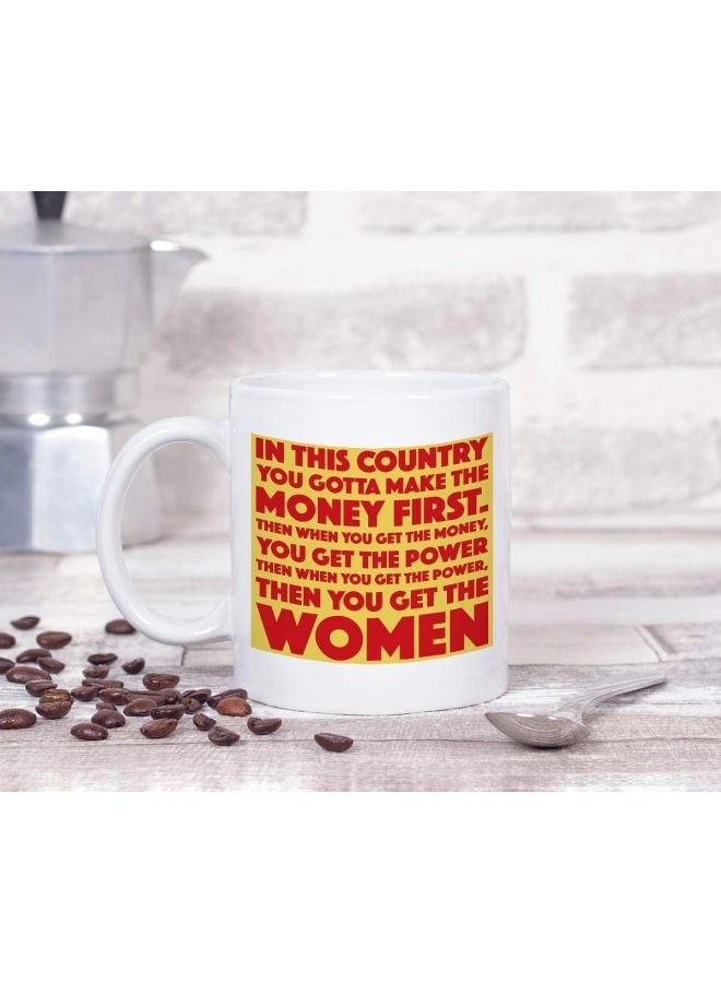 LOUD UNIVERSE Money Women Power Quote Printed Ceramic Coffee Mug White/Yellow/Red  - Image 3