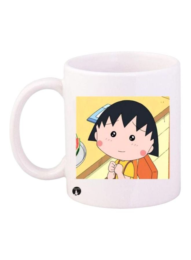 BP Chibi Maruko Chan Printed Coffee Mug White/Black/Yellow