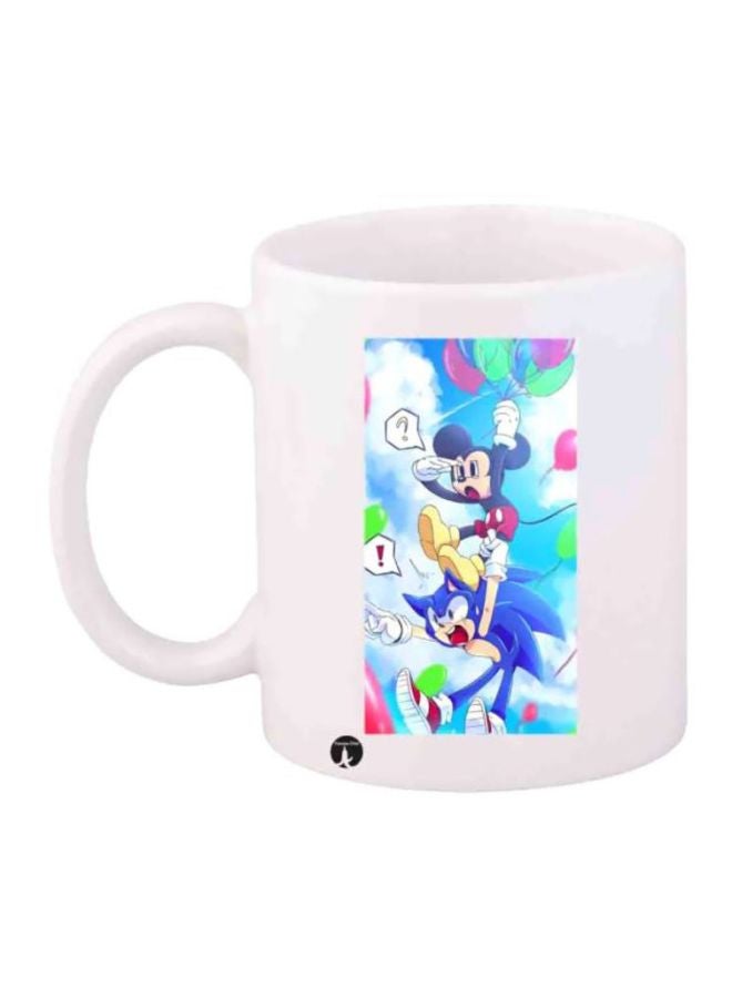 BP Sonic Character Printed Coffee Mug White/Blue/Yellow