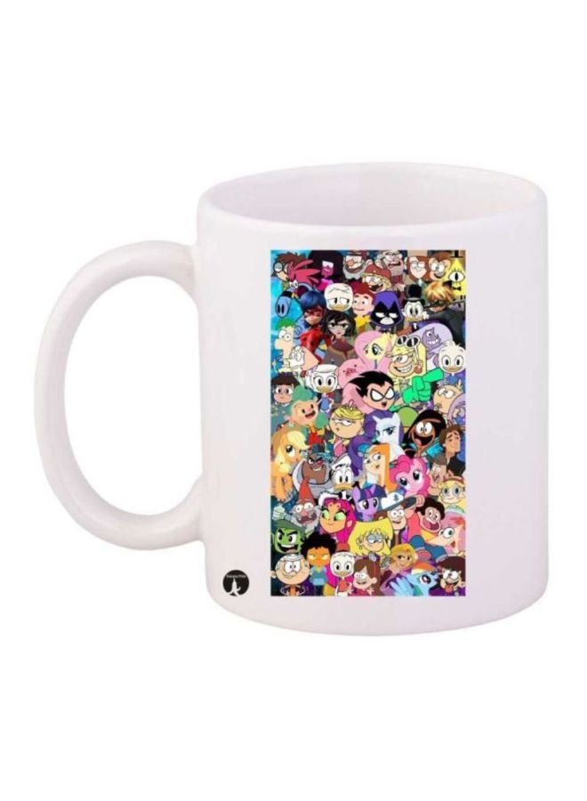 BP Random Characters Printed Coffee Mug White/Yellow/Black